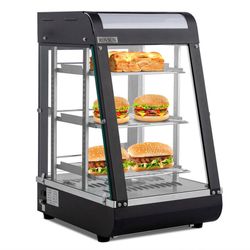 15" Commercial Food Warmer Display Warmer, 3-Tier Electric Countertop Food Warmer with LED Adjustable Removable Shelves - Black