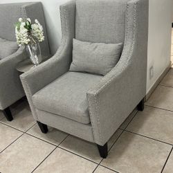 2 Set Grey armchair with upholstered 