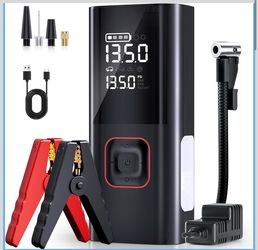 Jump Starter with Air Compressor, 5000A Battery Jumper Starter Portable (9L Gas/8L Diesel) with 160PSI Auto-Shutoff Tire Inflator, 12V Jump Box Car Ba