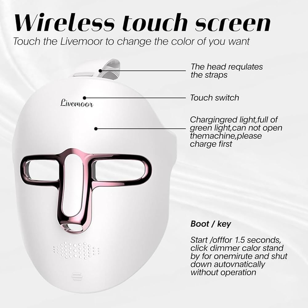 EVFOFO LED Facial Red Light Therapy Mask UV Protection Infrared 7 Colors