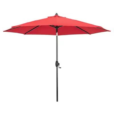 11-ft Aluminum Red Push-button Tilt Market Patio Umbrella $70