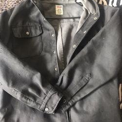 Vintage Dickies Black Hooded Canvas Fleece Lined Work Jacket
