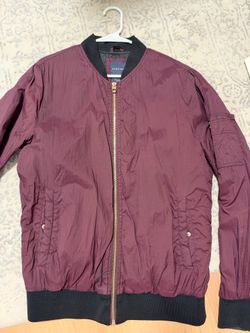 Zara Man Burgundy Bomber Jacket - Mens Medium