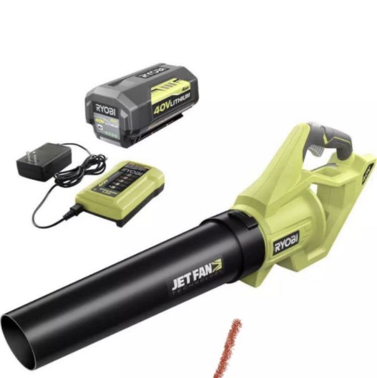 RYOBI Variable Speed Leaf Blower 110 MPH 500 CFM 40 Volt Battery and Charger