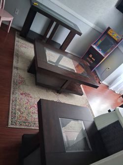 Espresso color living room table set
