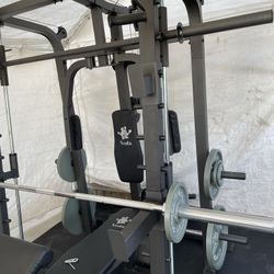 Vesta Fitness Smith Machine 2001 w/Bench Attachment | 230lb Bumpers Weights | 7ft Olympic Bar | Fitness | Gym Equipment | FREE DELIVERY 🚚 