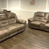 Ashley Leather style sofa and loveseat