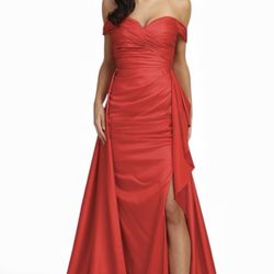 New With Tags Satin Off The Shoulders Long Formal Dress & Prom Dress $179
