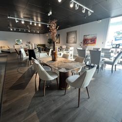 Brown 7PC Marble Dining Table Set