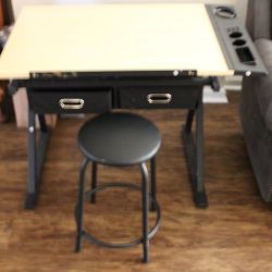 DRAFTING/ ARTIST DESK WITH STOOL