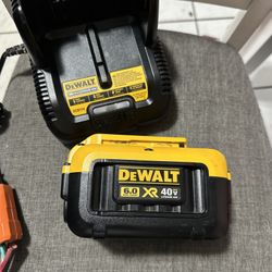 Dewalt battery 40V XR 6.0 Ah Lithium-Ion Battery DCB406 used with charger