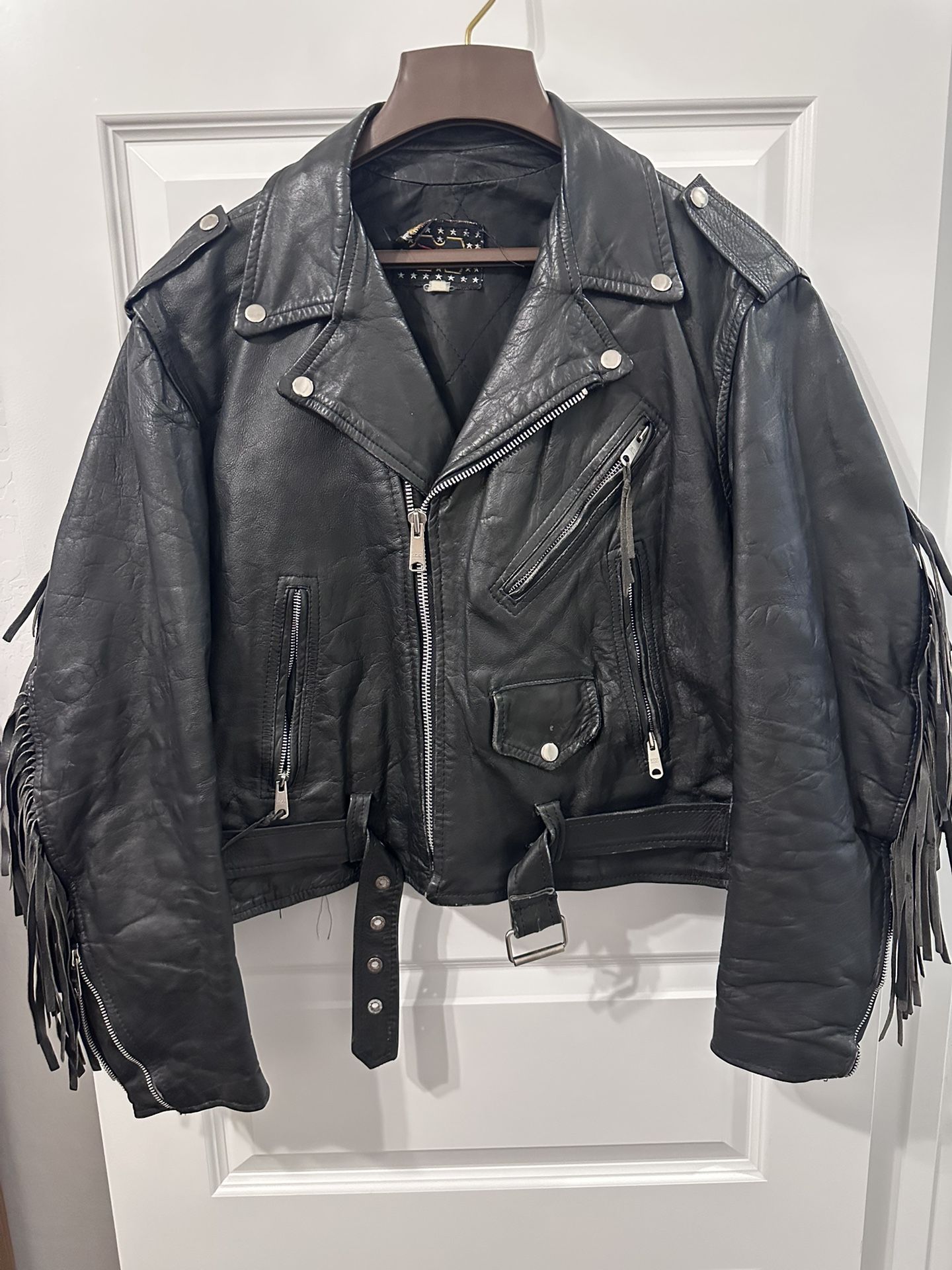 Men's Fringe Leather Motorcycle Jacket