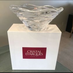 BNIB New Cristal D’Arques Paris France Large Crescendo Lead Wavy Cut Crystal Bowl Centerpiece