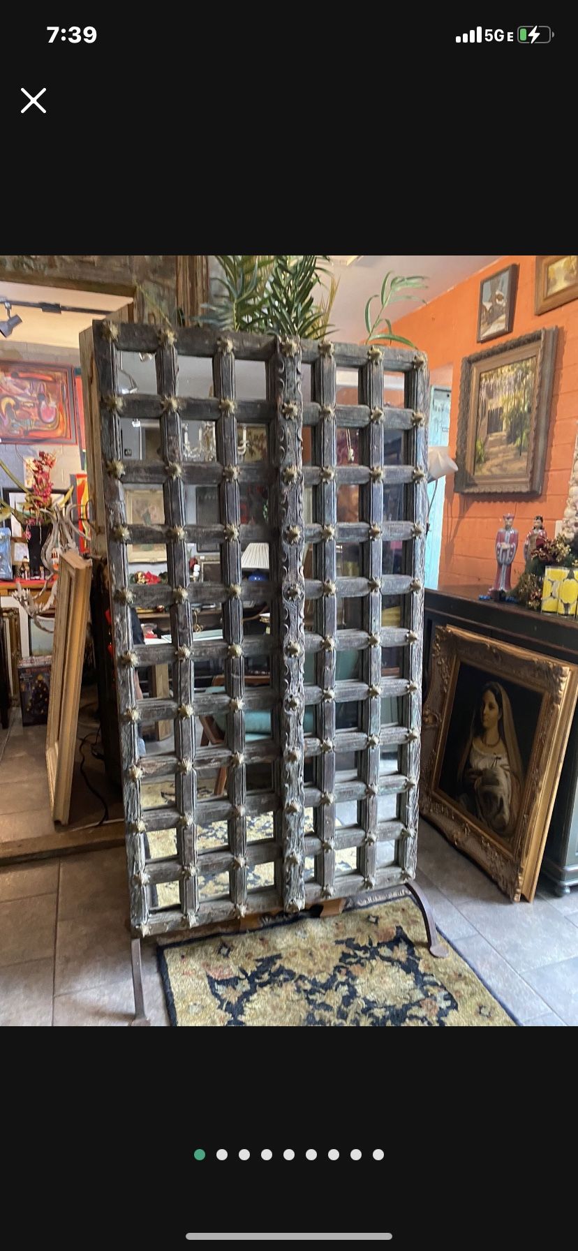 Antique one of a kind shipped from India, solid wood metal beautiful mirror