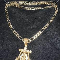 14 K Solid Gold Chain And Pendant 
