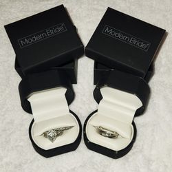 REDUCED! MUST SELL! Wedding Rings Set. 10k White Gold. 1.6 CTW