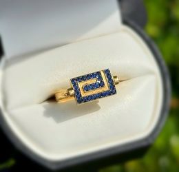 Jewelry 18k solid yellow gold sapphires 0.50CTW ring sz 7.00