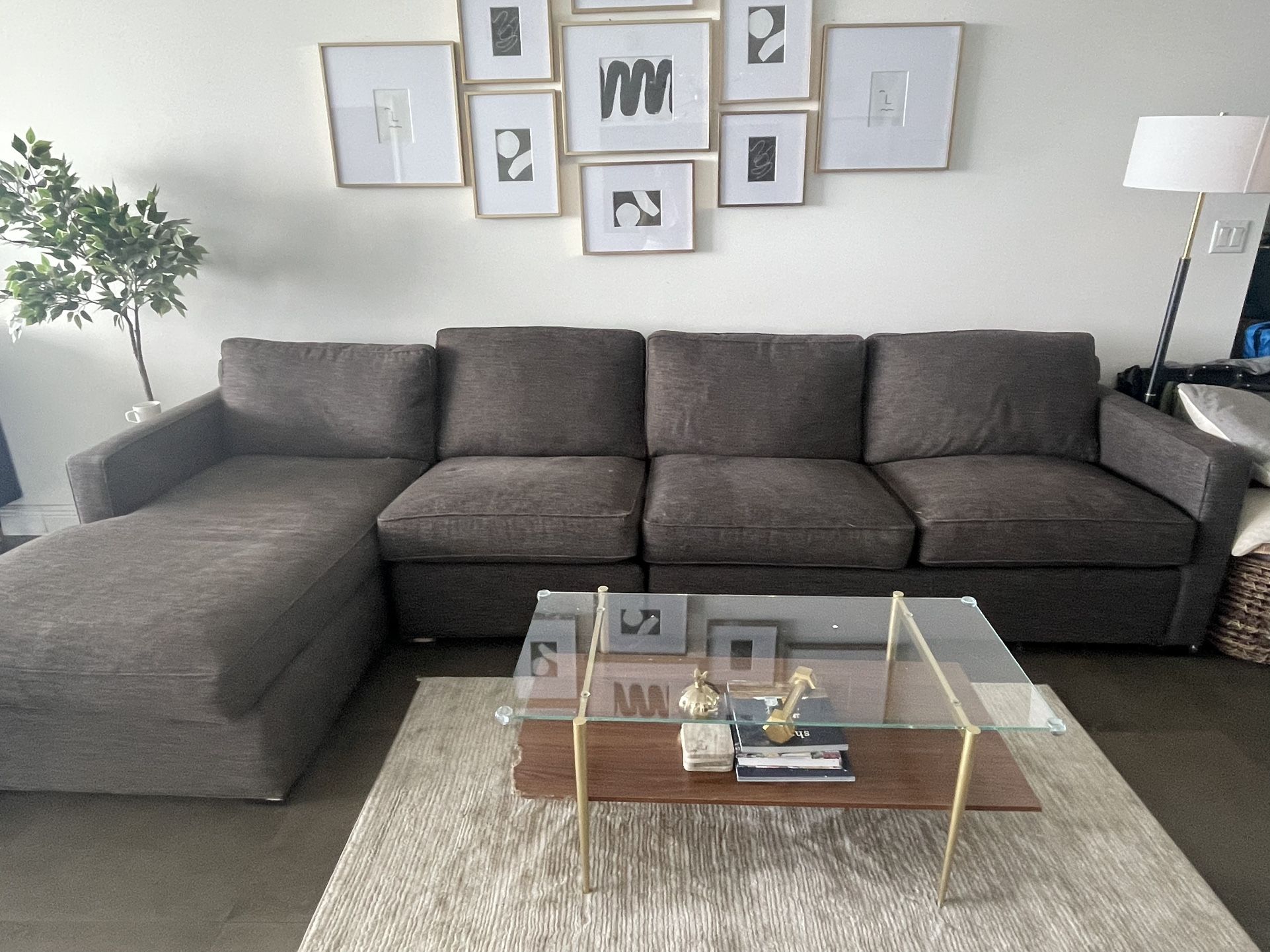 Crate & Barrel Sectional Couch / Sofa With Chaise
