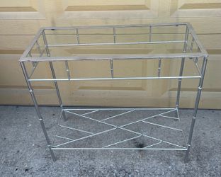 Silver Metal Faux Bamboo Console Table