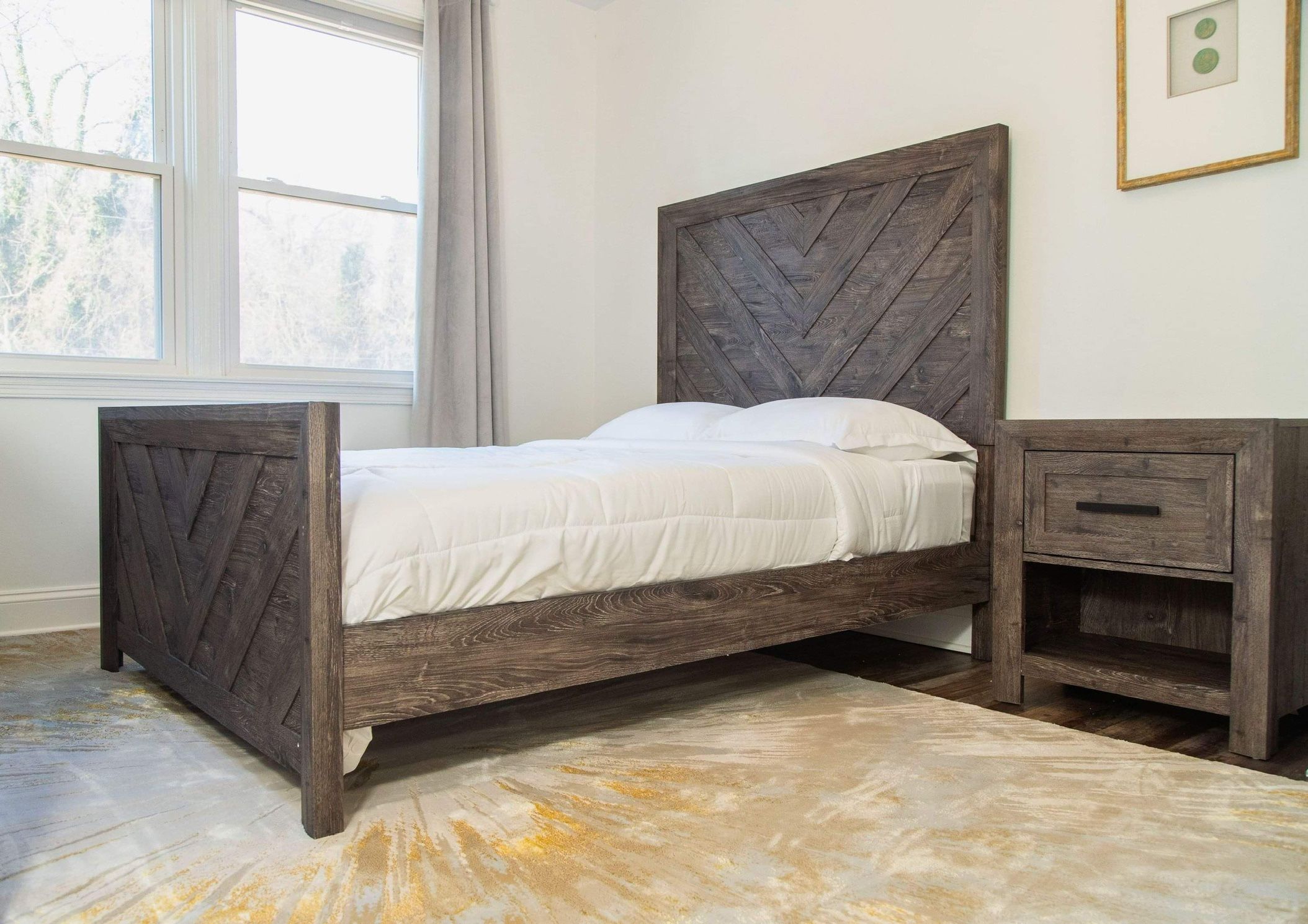 GREY FULL (DOUBLE) SIZE BED WITH MATTRESS