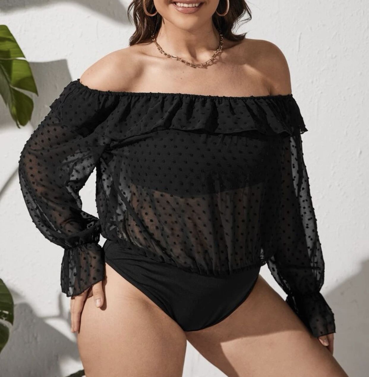 New Plus Size 14 Black Bodysuit