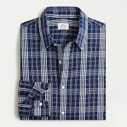 SMALL slim J.Crew Rustic Twill in indigo plaid shirt