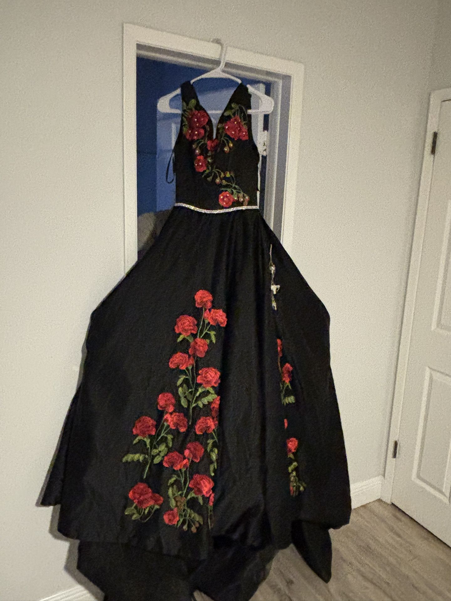 Custom-Made Corset Dress Red Roses