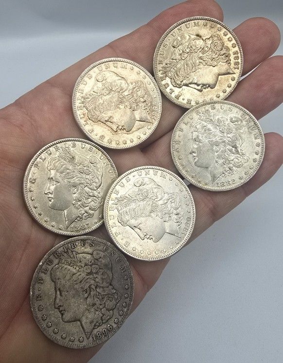 Lot of 6 Morgan silver dollars