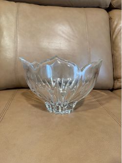 Vintage GORHAM Lead Crystal Germany 9.75" Round LOTUS Bowl