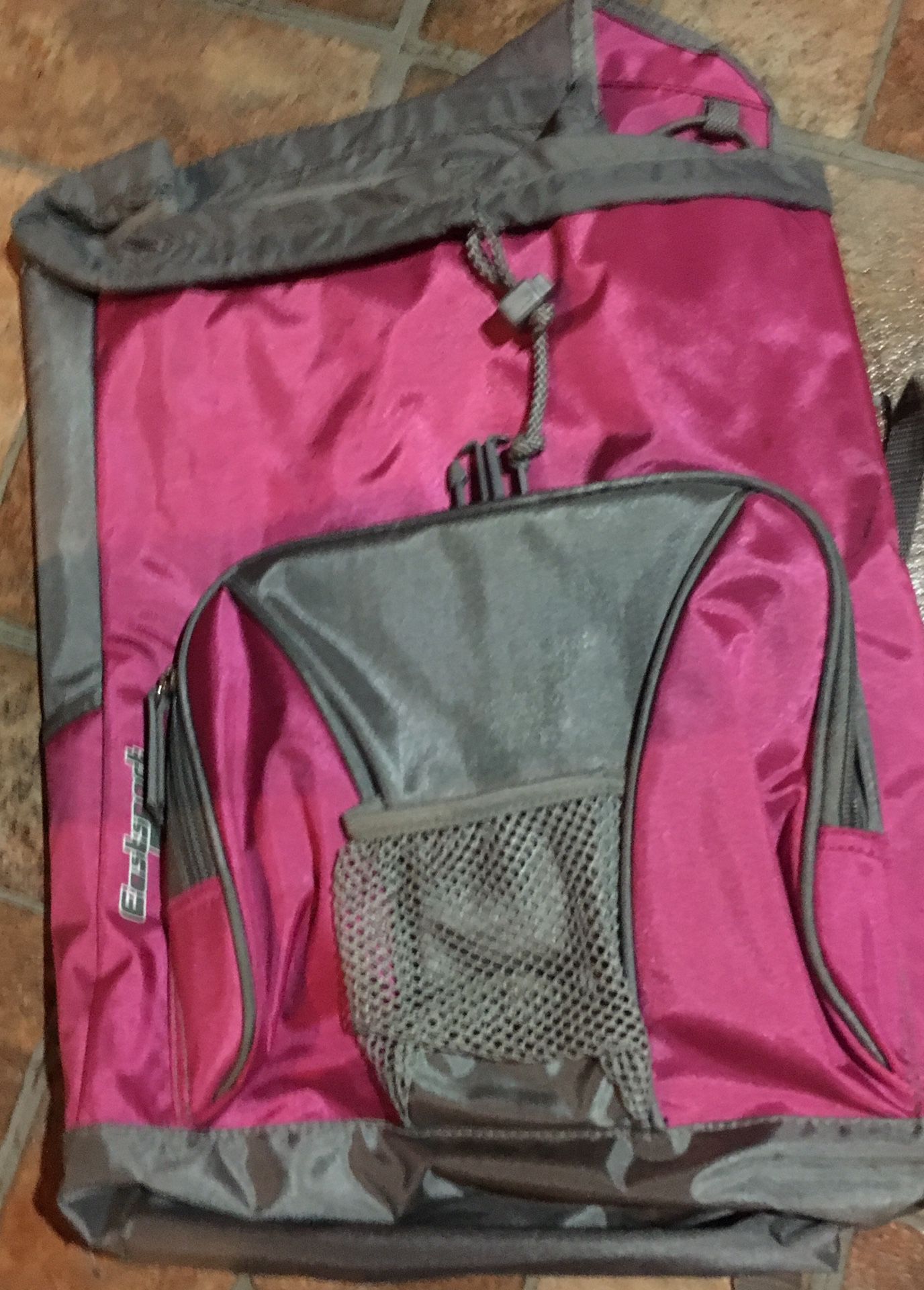 Eastsport Pink/Silver Gray Bookbag/Backpack