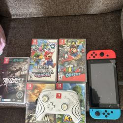 Newer Model Switch With Games & Controllers
