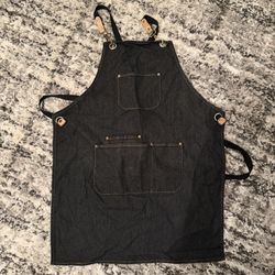 Black Denim Apron with Pockets