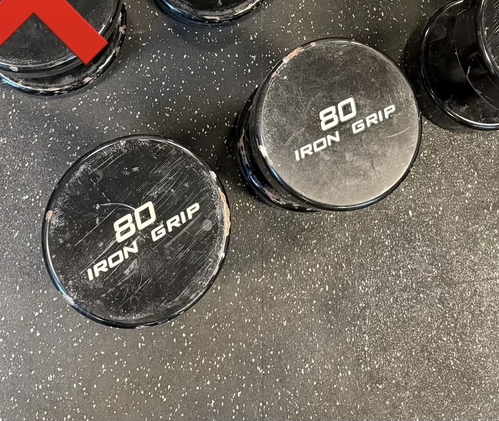 80 Pound Iron Grip XL Handle Dumbbells Pair