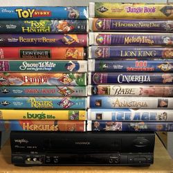 VCR WITH 20 KIDS VHS MOVIES LOCATED IN PORTERVILLE