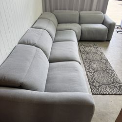 5-piece modular Power Reclining Fabric Sectional couch with Power Headrests
