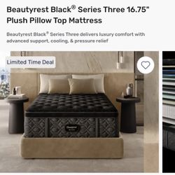 Experience the luxury of the Beautyrest Black® Series Three with a lush, plush pillow top feel. Featuring Triple-Stranded Pocketed Coil® Technology, t