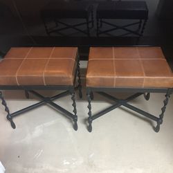 Iron And Leather Benches
