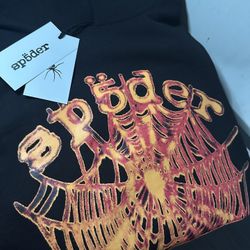 Black & Orange OG Web Sp5der Pullover Hoodie