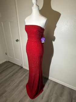 Red Sparkle Strapless Formal Gown