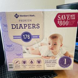 Member's Mark Premium Size 1 Diapers (Netcount 176 Diapers),, 176Count
