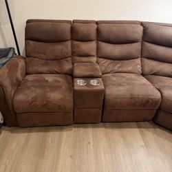 Brown Sectional Recliner Sofa  