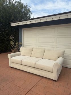 Living Spaces Lunada Bay Sofa | Cream Ivory Beige Neutral | Designer Luxury Couch | 3 Seat Sofa