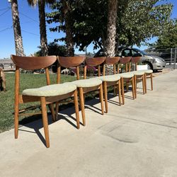 Mid- Century Modern Walnut Wood Dining Chairs (6)