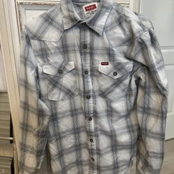 Men Wrangler Long Sleeve Plaid Shirt Size Small