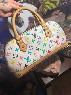 Vintage Louis Vuitton Multicolore Alma PM White Monogram Handbag Takashi Murakami Era
