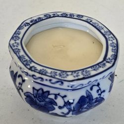 Mid-century Bombay Company Blue White Fishbowl Porcelain candle holder
