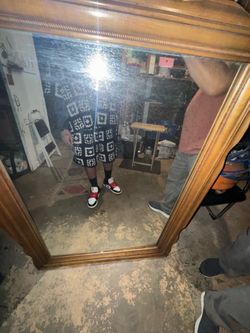 Big Wooden Framed Mirror