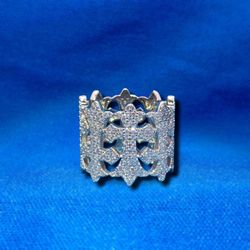 Silver Moissanite Cross Ring 