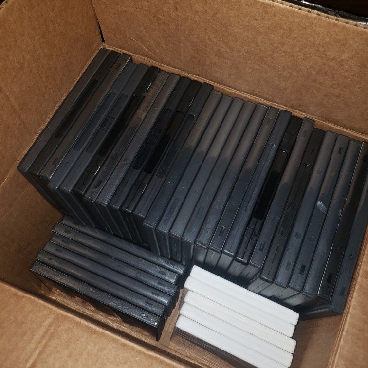 Box Of 63 Empty DVD Shell Cases
