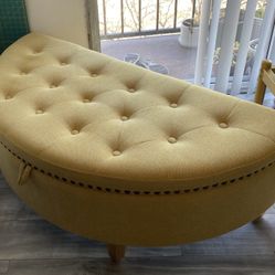 Half Moon Ottoman With Storage 24” W, 48L By 18H